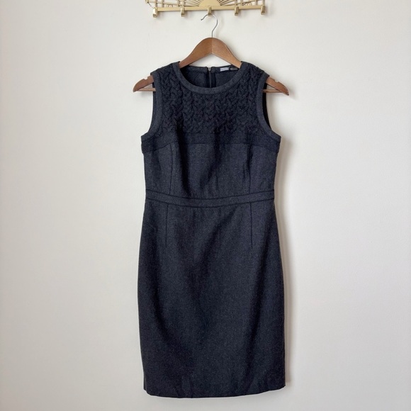 Magaschoni Cable Knit Wool Blend Sleeveless Shift Dress Sz 4 Gray - Picture 1 of 9